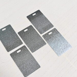 2.12" x 3.37" x .020 (2 x .156 HOLE) MILL FINISH W/HOLE 10MM IN CORNER PLACEMENT